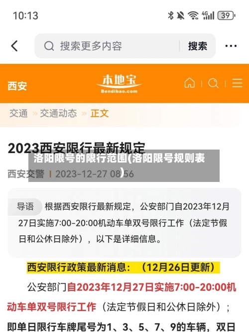 洛阳限号的限行范围(洛阳限号规则表)